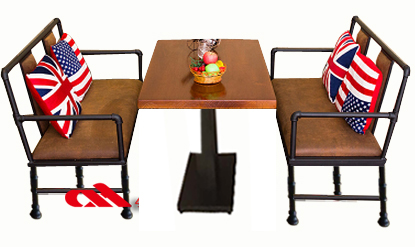 铁艺实木餐桌椅组合ZH003
